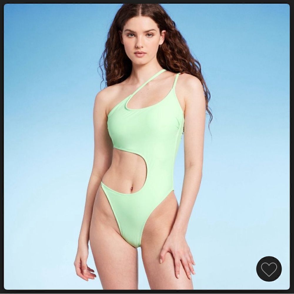 One-piece swimsuit from Wild Fable™‎ with a one-shoulder design in light green.